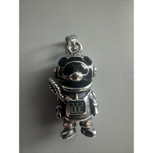 Astronaut Bear Stainless Steel Pendant 24 Inch Cuban Link Chain Gift Trendy